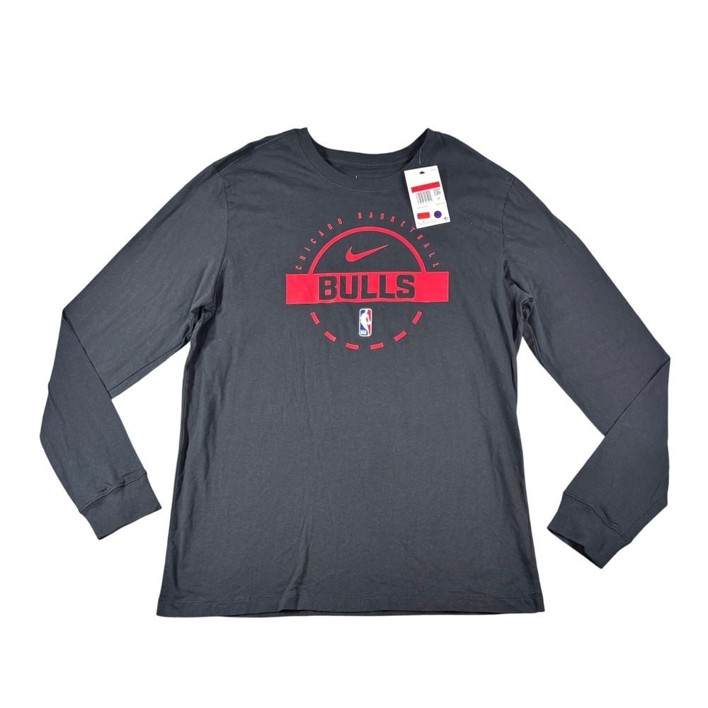 Nike Chicago Bulls NBA Long Sleeve Graphic T-Shirt Grey HQ9809-010 Mens L NEW